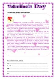 English Worksheet: Valentines Day