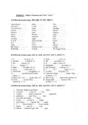 English worksheet: the verb to be