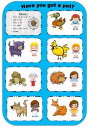 Have you got a pet?: cards to laminate and cut