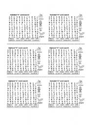 English worksheet: Alphabet word search letter A
