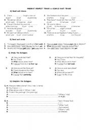 English worksheet: simple past & present perfect