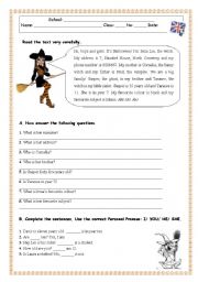 English Worksheet: Reading Comprehension Test/Worksheet -Family