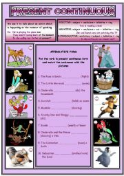 English Worksheet: PRESENT CONTINUOUS (2 pages)