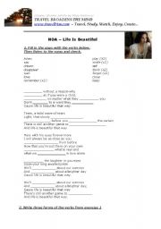 English Worksheet: NOA - Life Is Beautiful