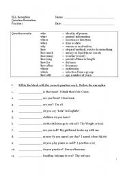 English Worksheet: Question Words (1st of 3)