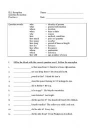 English Worksheet: Question Words (2nd of 3)