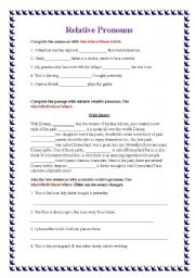 English Worksheet: Relative Pronouns