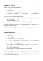 English Worksheet: Interpreting a Dilaogue