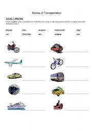 English Worksheet: Modes of Transportation