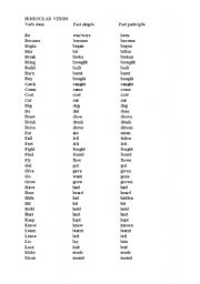 English worksheet: verb lst