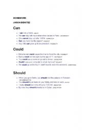 English Worksheet: homework modals