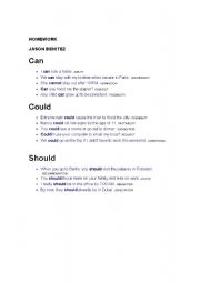 English worksheet: homework modals