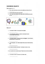 English Worksheet: Describing Objects