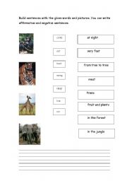 English worksheet: present simple with animals
