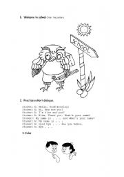 English Worksheet: Welcome to school