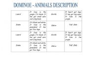 English worksheet: Dominoe - Animals descriptions