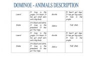 English Worksheet: Dominoe - Animals descriptions