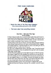 English Worksheet: Free Hugs Campaign-Juan Mann