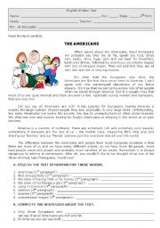 English Worksheet: The Americans