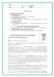 English Worksheet: Body Image Worksheet