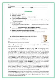 English Worksheet: Body Image- Answer Key