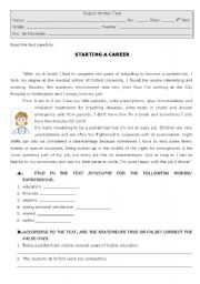 English Worksheet: Starting a career