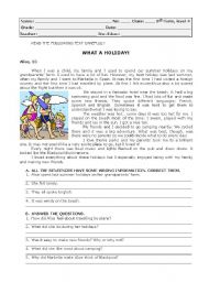English Worksheet: What a holiday!