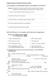 English Worksheet: Present Simple and Present Continuous Tense
