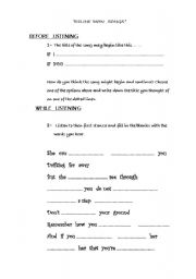 English worksheet: CELINE DION SONGS - SECOND CONDITIONAL II