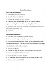 English worksheet: Happy and Sad Dialogue scripts