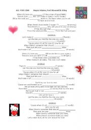 English Worksheet: All for love by Bryan Adams