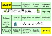 English Worksheet: REALLY FUN!!!!! Action Verbs Board Game