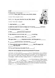 English Worksheet: POSSESSIVE PRONOUNS