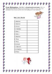 English worksheet: Mad Lib