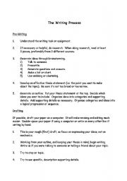 English Worksheet: The Writing Process