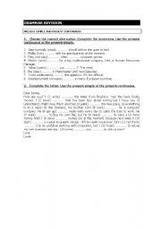 English Worksheet: Present tenses revision