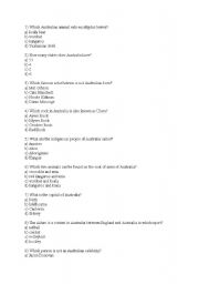 English worksheet: Australia quiz