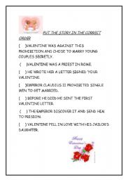 English worksheet: VALENTINES STORY MATCH