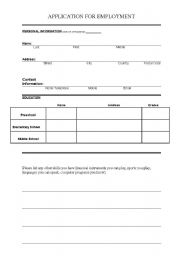 English worksheet: Application for Employment