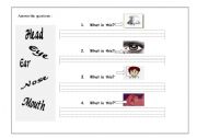 English worksheet: the face