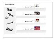 English Worksheet: the face
