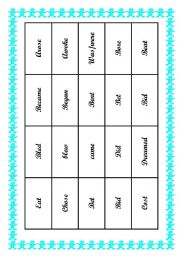 English worksheet: irregular past tense verb cards