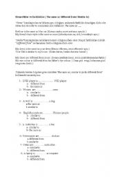 English Worksheet: the same as different from