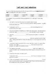 English Worksheet: -ed and -ing adjectives