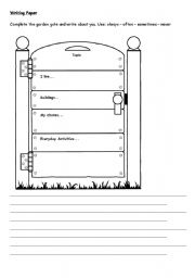 English worksheet: Writing paper with pre writing