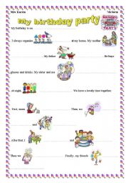 English Worksheet: My birthday party