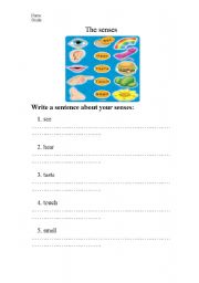 English worksheet: the senses
