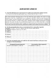 English worksheet: Reported Speech