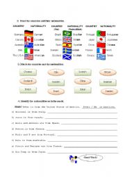 English worksheet: Countries and Nationalities