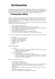 English Worksheet: Natural Disasters & safety